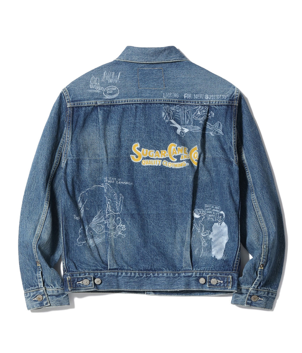 14.25oz. DENIM JACKET 1953 AGED MODEL CARTOON PAINT