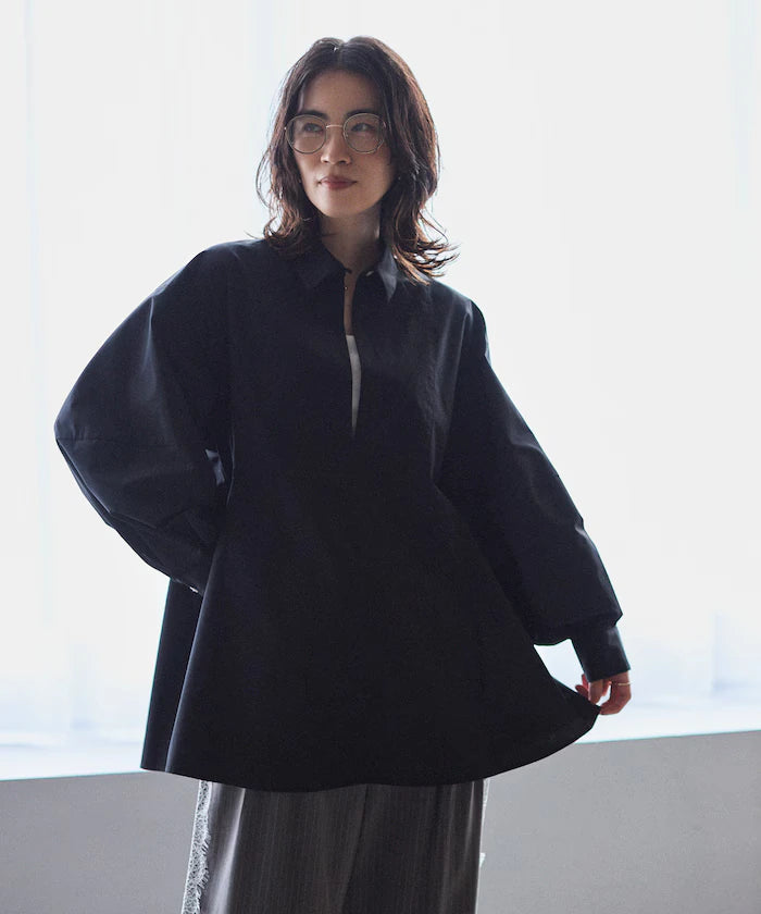 Flare Silhouette Skipper Balloon Sleeve Shirt