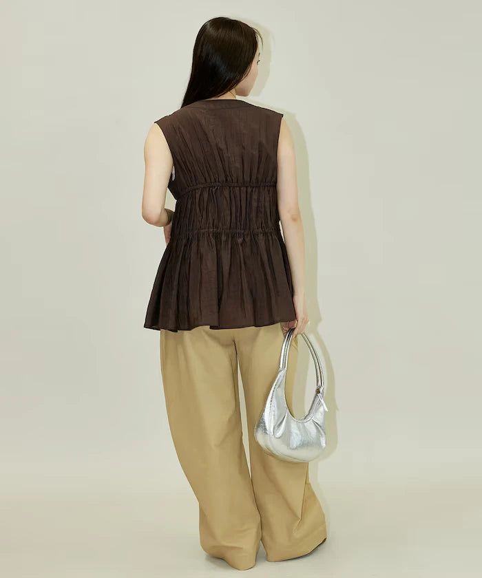 Sheer Broad Sleeveless Gathered Shift Blouse Limited Edition