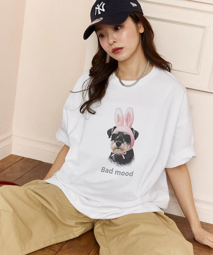 <Functional Material> Bad Mood Dog Print T-Shirt Limited Edition