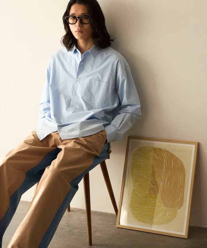 Nuance Color Oversized Regular Collar Long Sleeve Shirt
