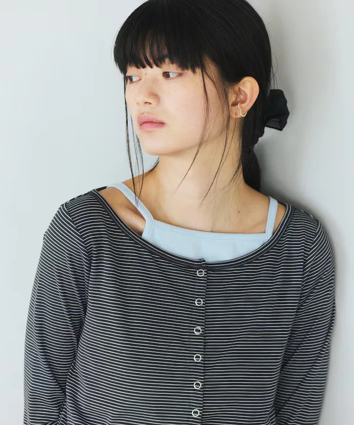 Layered Set Top / Striped Cardigan & Camisole