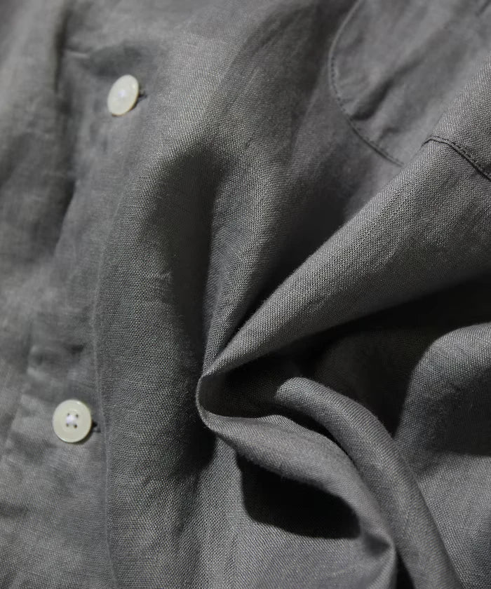 Linen Open Collar Short Sleeve Shirt