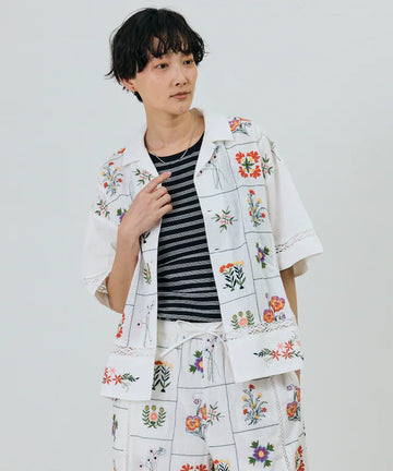 Patchwork Flower Embroidery Shirt