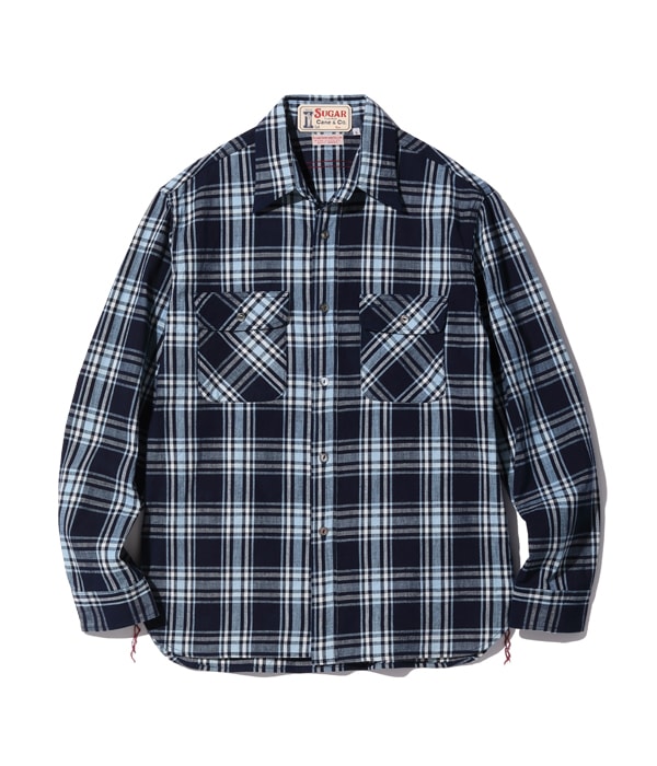 FICTION ROMANCE 7.9oz. INDIGO CHECK WORK SHIRT