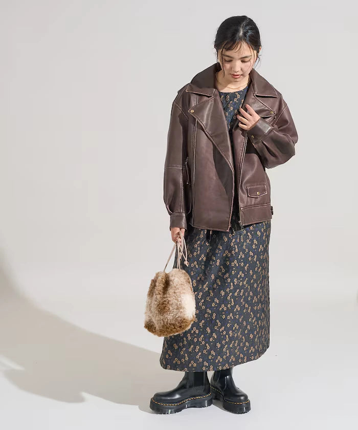 Vintage-Like Leather Double Riders Jacket