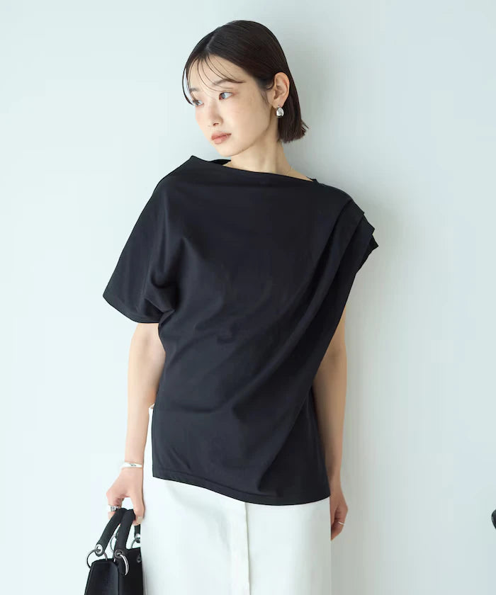 Organic Cotton Asymmetrical Draped Top