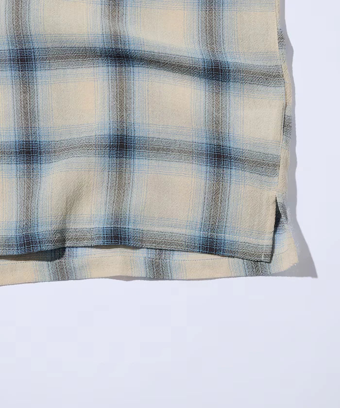 Relaxed Fit Sheer Ombre Check Open Collar Shirt