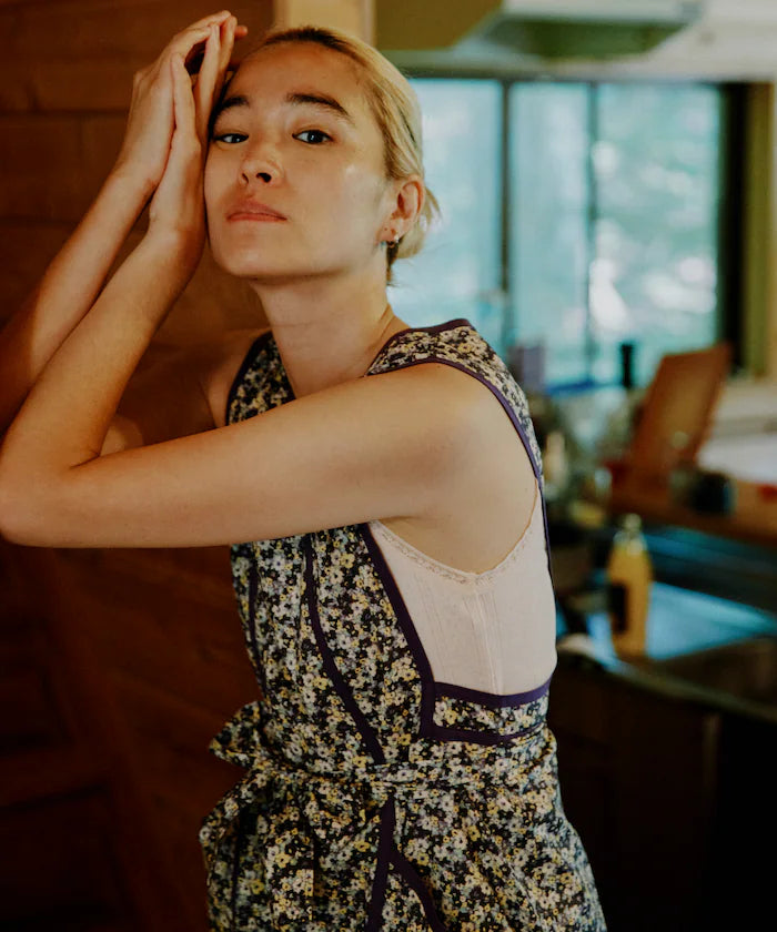 Floral Pattern Apron Style Dress