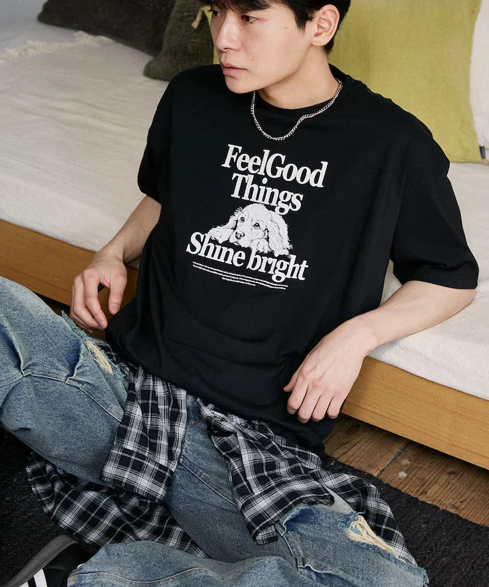 <Functional Material> Shime Bright Dog Print T-shirt Limited Edition