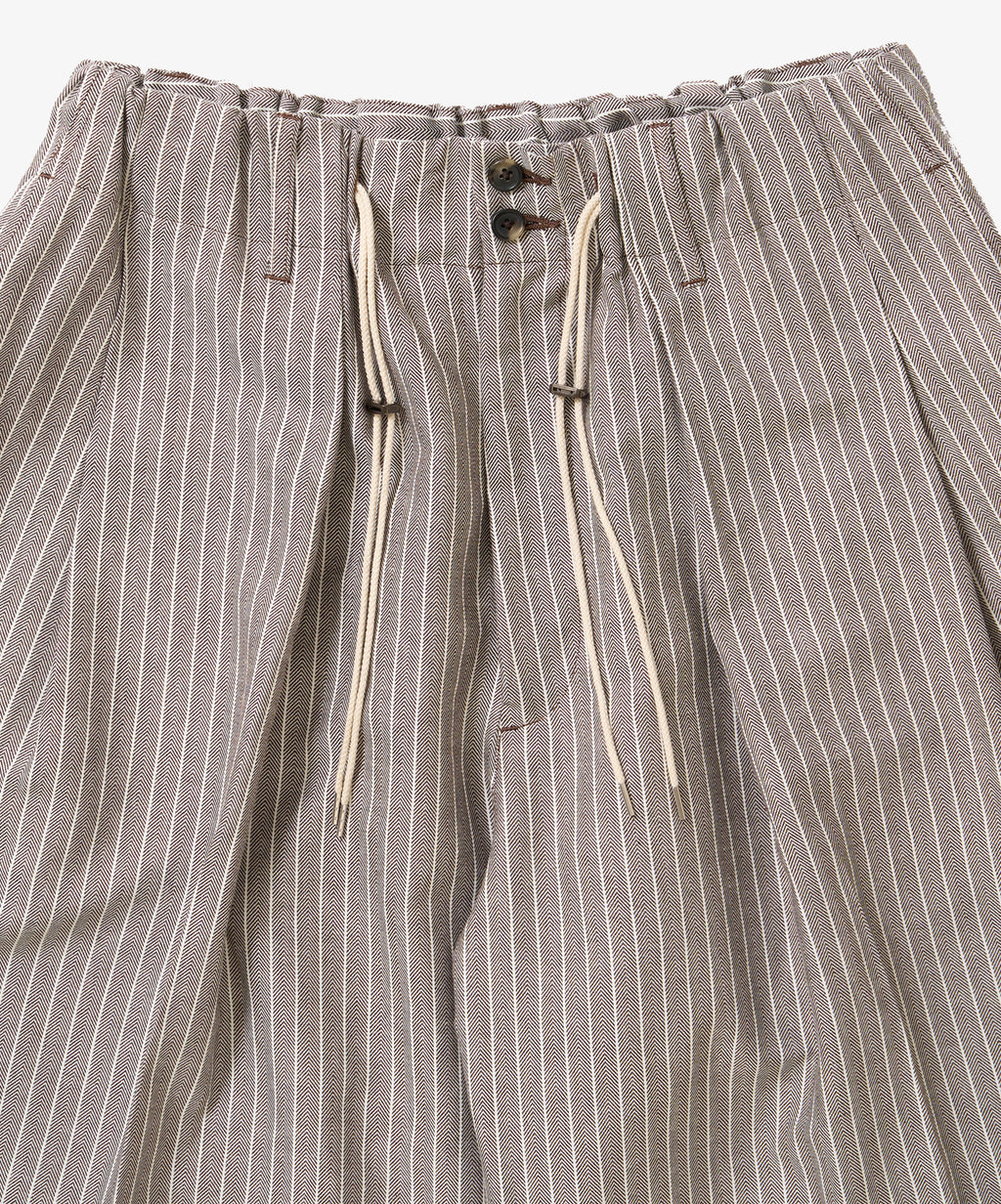 banshu ori circular short pants herringbone stripe