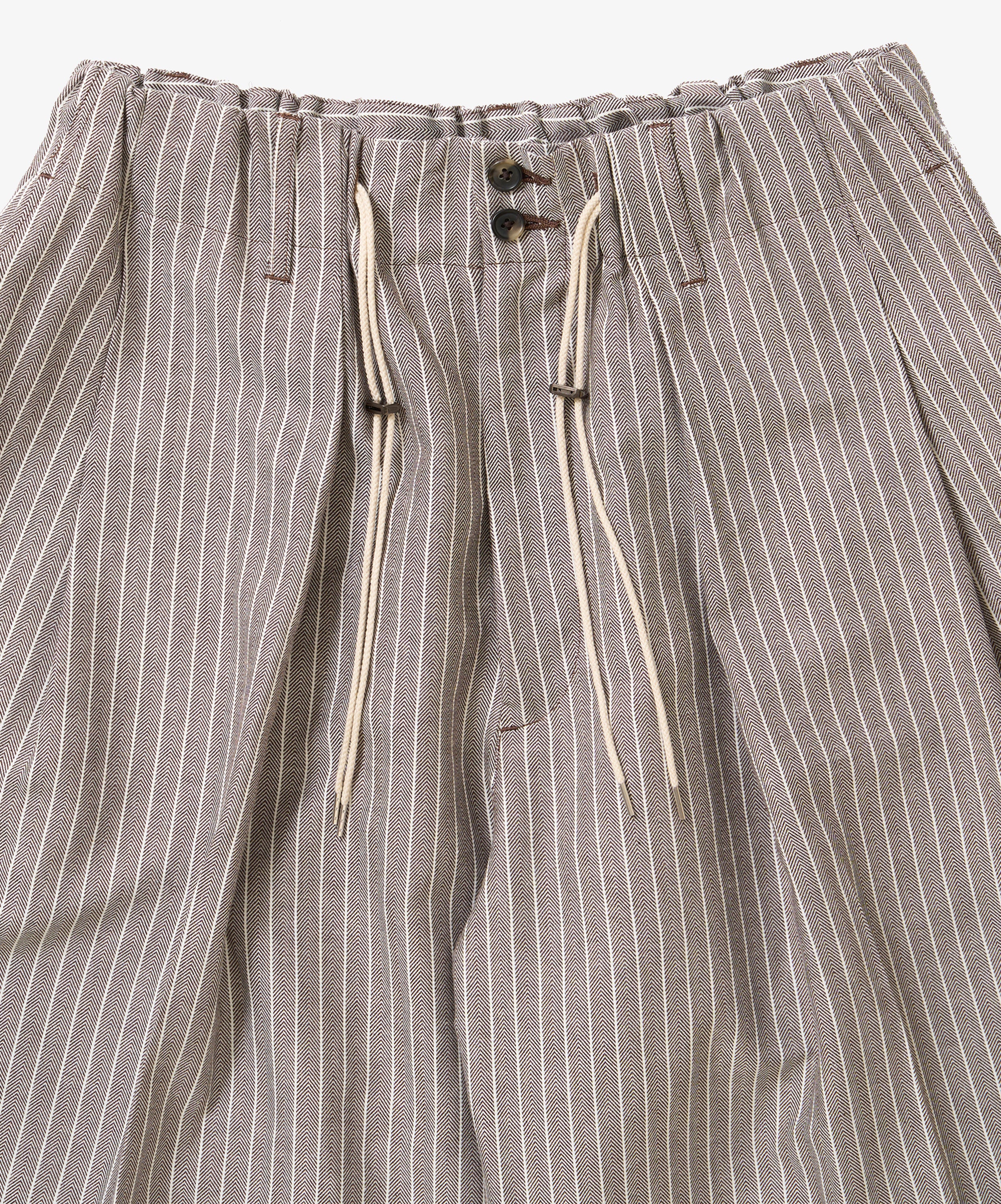 banshu ori circular short pants herringbone stripe
