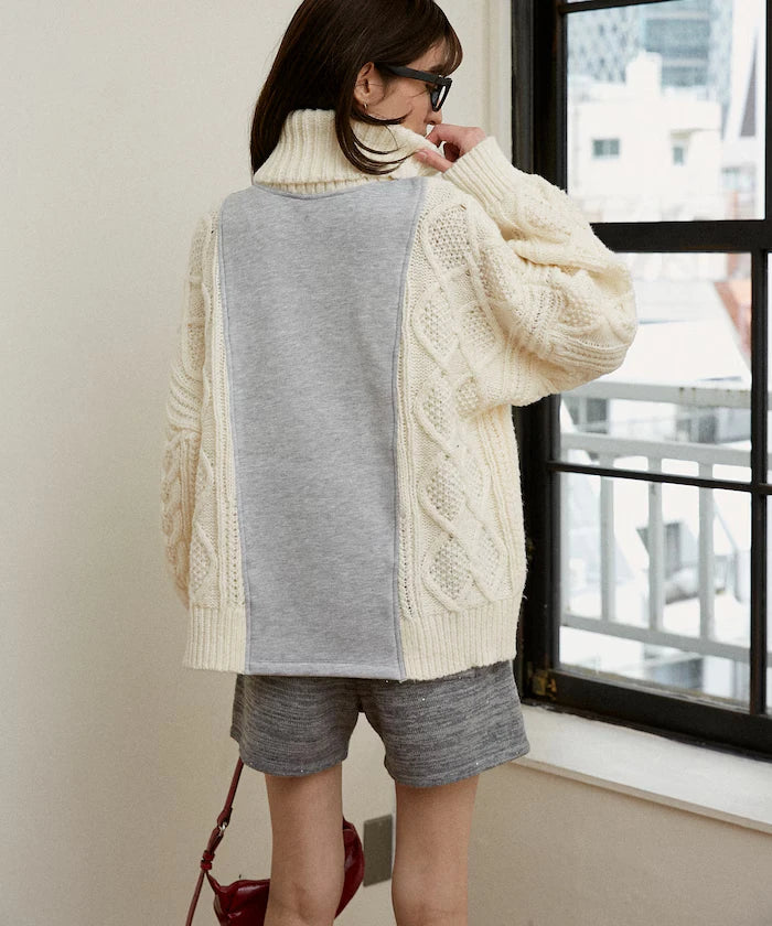 Mixed Material Switch Turtle Neck Knit Limited Edition