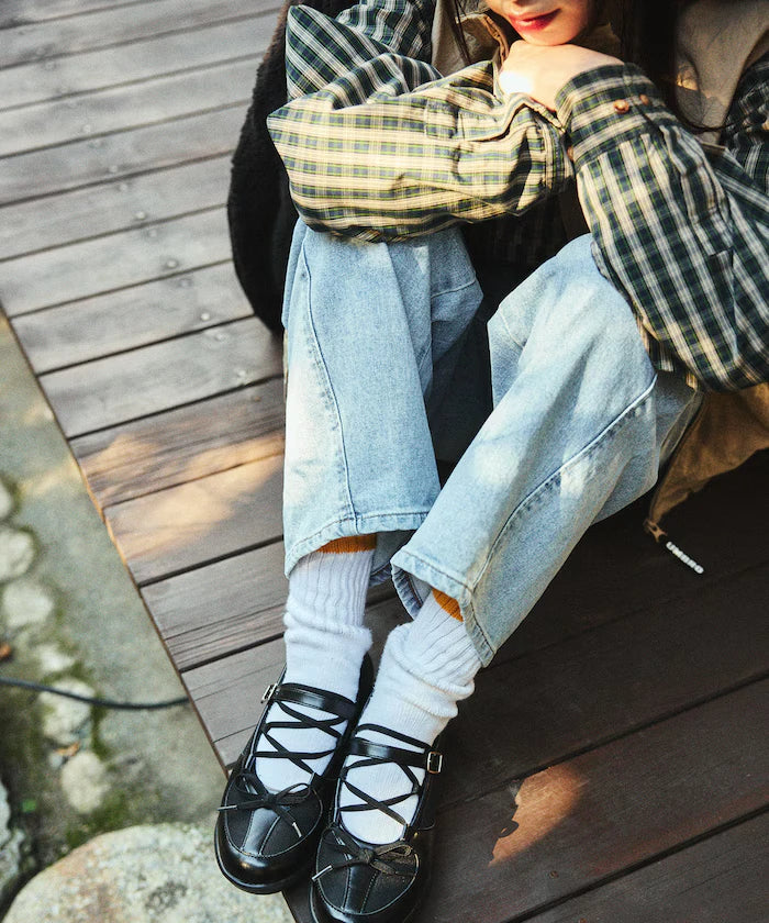 Lace-Up Mesh Ballet Shoes