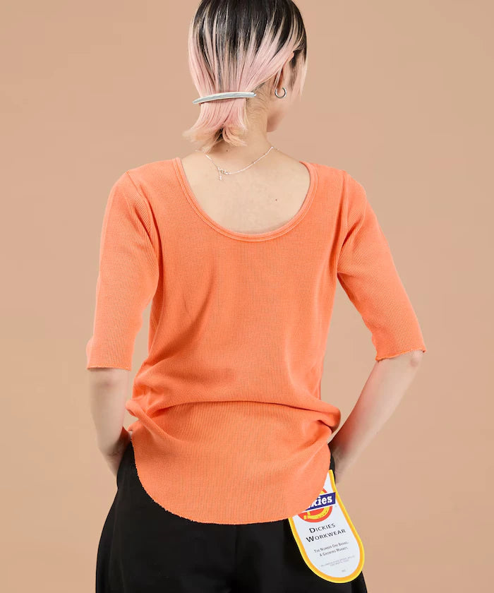Ribbon Tied 2WAY Waffle 5 Sleeve T-Shirt