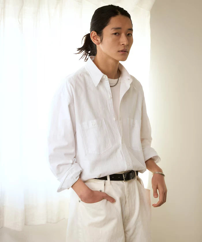 Oversized Classic Regular Collar Chambray Shirt Long Sleeve