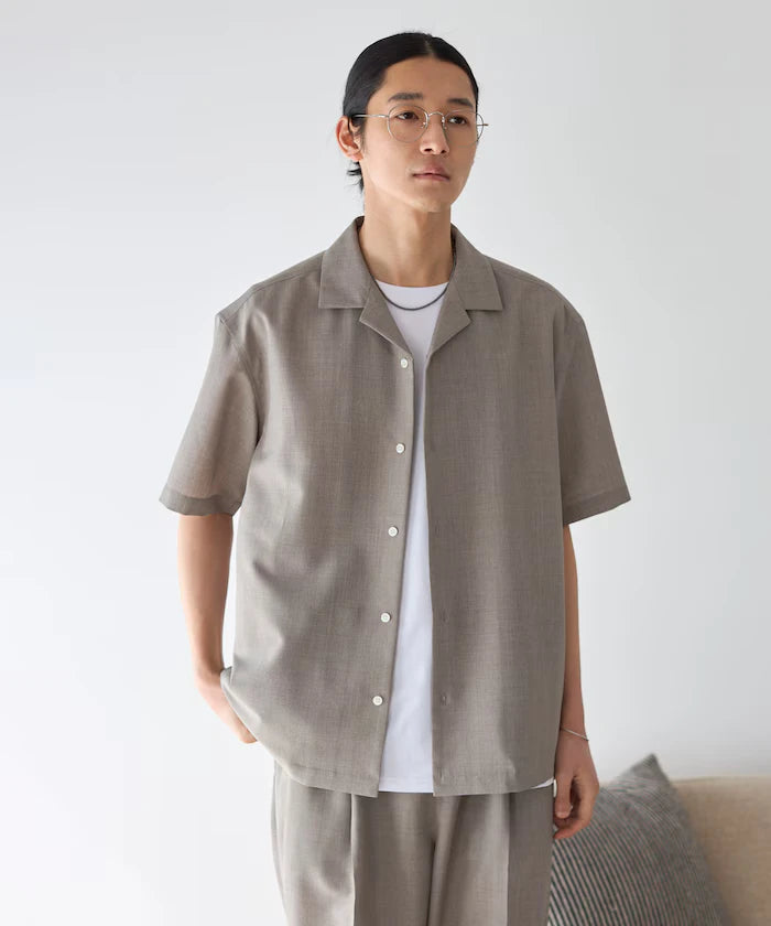 Functional Material Open Collar Short Sleeve Shirt Set 3 Piece Set / Washable / UV Cut / Quick Dry / Cooling Touch