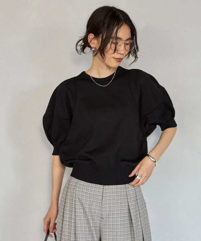 Japan Made Whole Garment Puff Sleeve Top