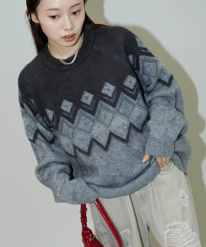 Jacquard Mohair Touch Knit Pullover Limited Edition