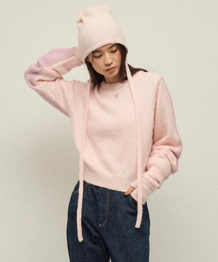Alpaca Blend Bicolor Knit Pullover
