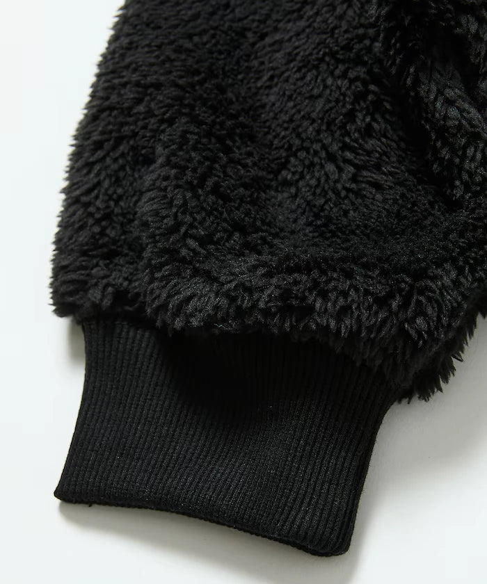 Relaxed Fit Shaggy Fleece Crew Neck Cardigan