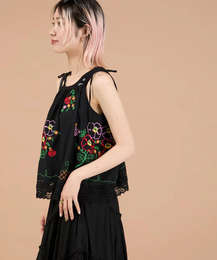 India Shoulder Ribbon Embroidered Remake Style Camisole