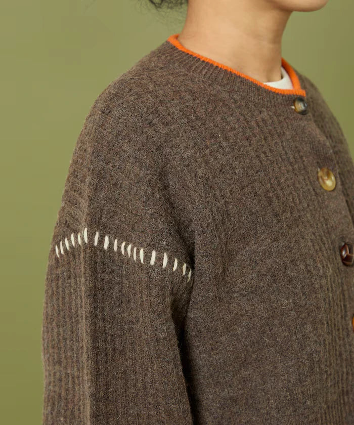 Short Length Color-block Knit Cardigan