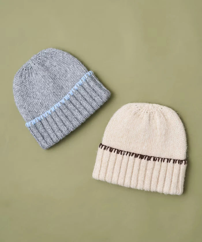 Color Block Blanket Stitch Knit Cap