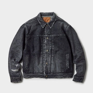 Recycled Waste Suvin Cotton Yarn 14oz. Denim Jacket Vintage Washed