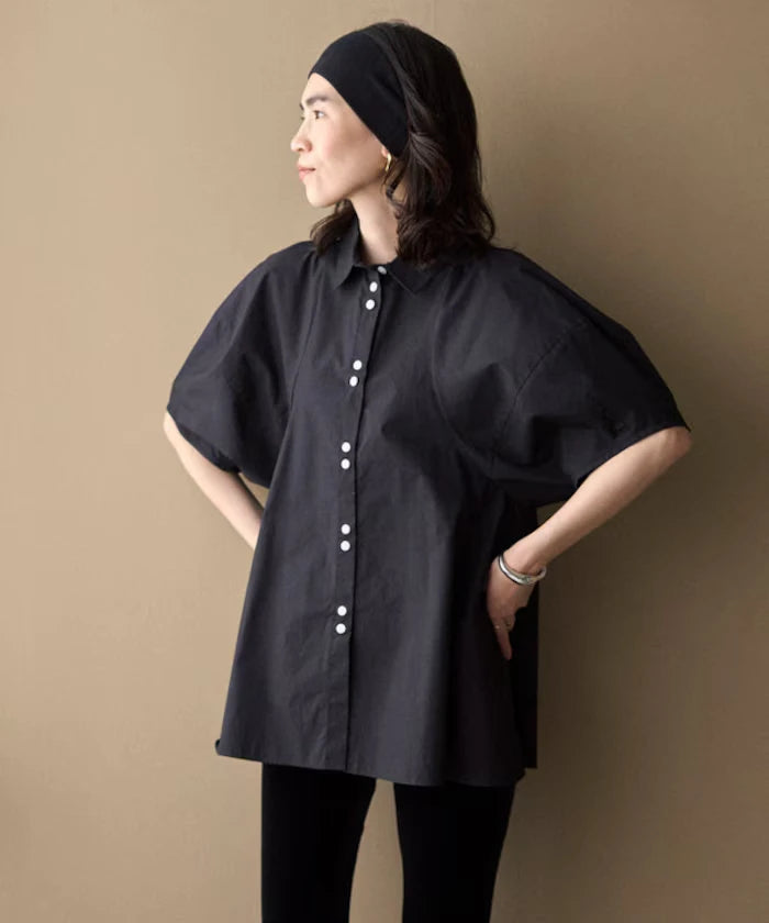 Switching Design Balloon Sleeve Shirt / 5-Minute Sleeve Blouse [Limited Edition]
