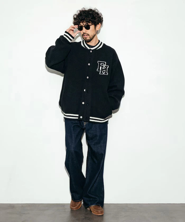 Relaxed Fit Logo Knit Varsity Jacket