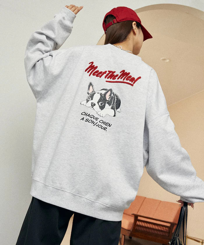 Sagara Embroidery French Bulldog Fleece-Lined Sweatshirt Limited Edition