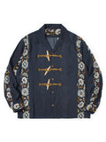 Silk Rayon Toggle - Myrept Long Sleeve Open Collar Shirt