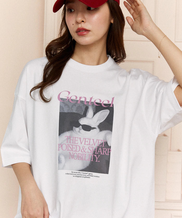<Functional Material> Genteel Rabbit Print T-Shirt Limited Edition