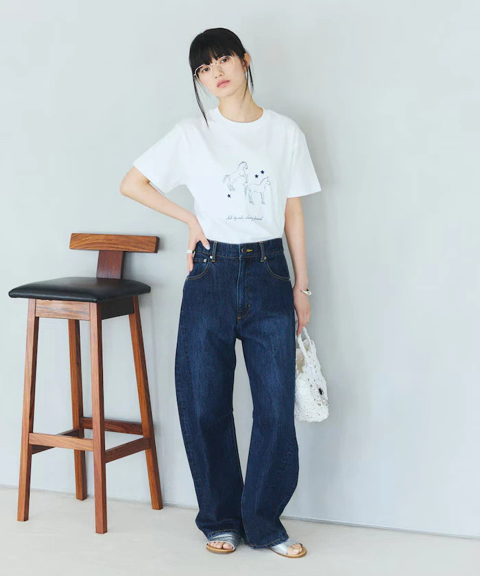Comfortable Horse Print Crew Neck T-Shirt