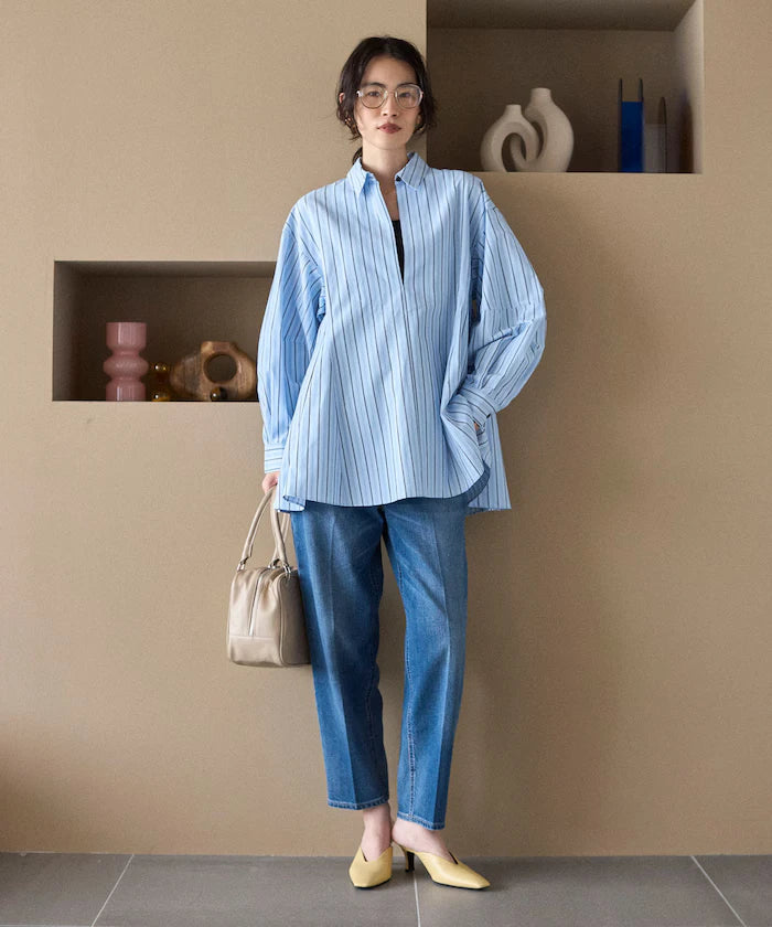 Flare Silhouette Skipper Balloon Sleeve Shirt
