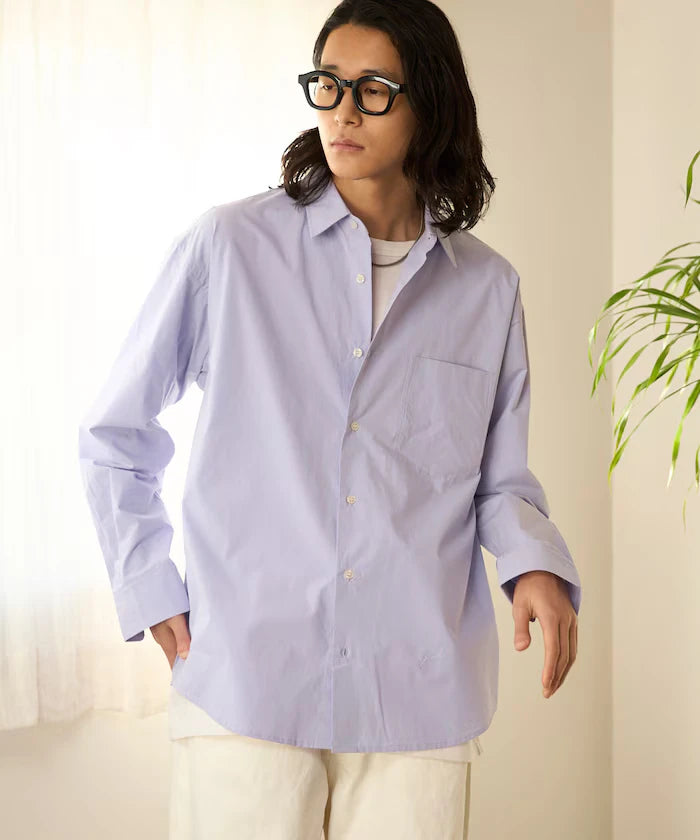 Nuance Color Oversized Regular Collar Long Sleeve Shirt