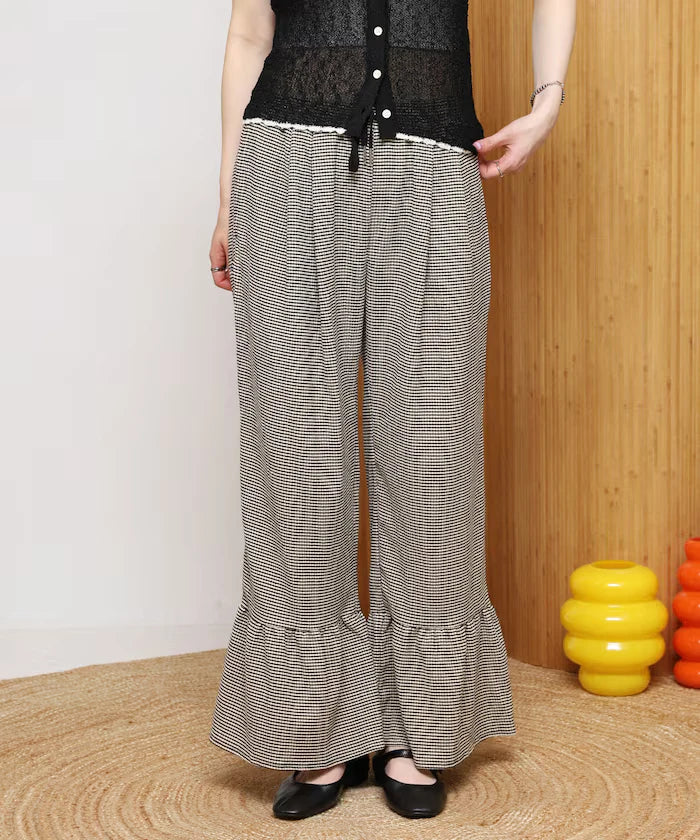 Wide Silhouette Tiered Check Easy Pants [Limited Edition]