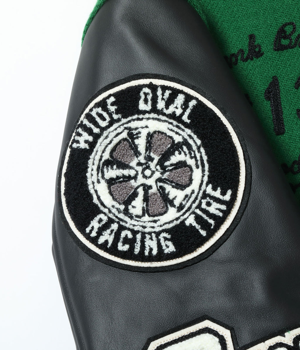 30oz. WOOL MELTON AWARD JACKET “CRANK BUSTERS” (GREEN)