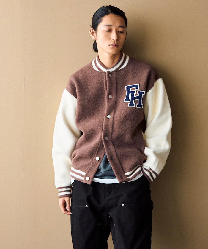 Relaxed Fit Logo Knit Varsity Jacket
