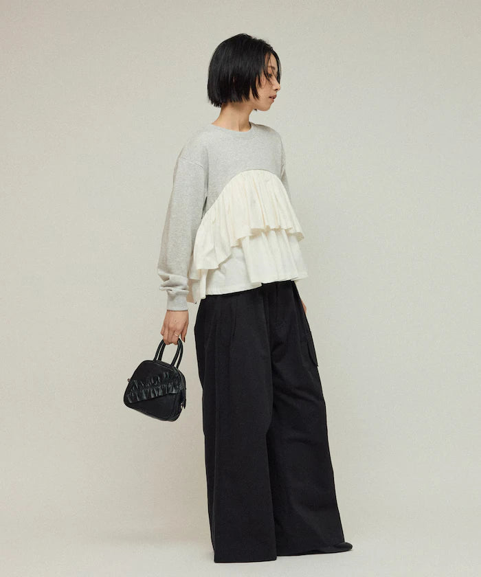 Organic Cotton Docking Frill Sweat / Relaxed Fit / Backed Sweat