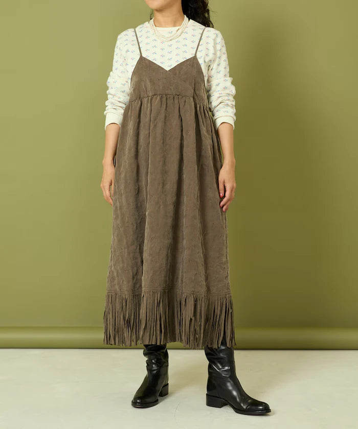 Fade-Processed Fringe Mini Dress