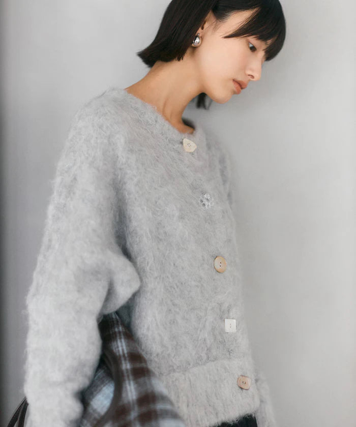 Variation Button Shaggy Knit Cardigan