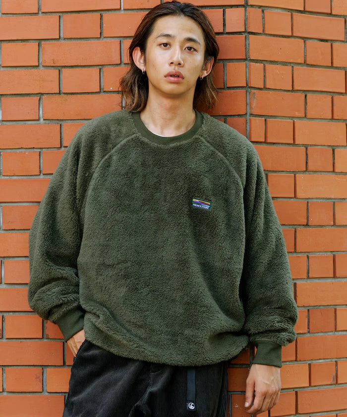 Relaxed Fit Raglan Sleeve Shaggy Fleece Pullover