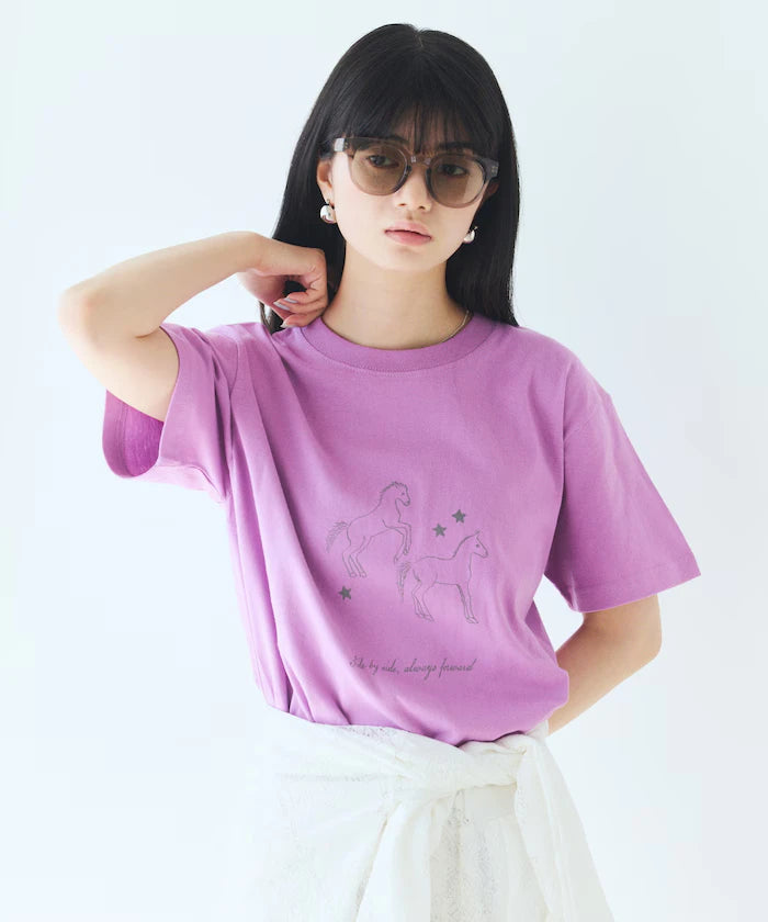 Comfortable Horse Print Crew Neck T-Shirt