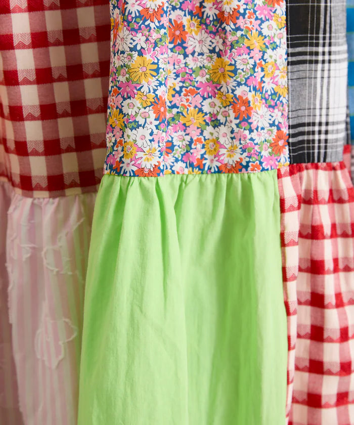 Patchwork Three-Tiered Camisole Dress