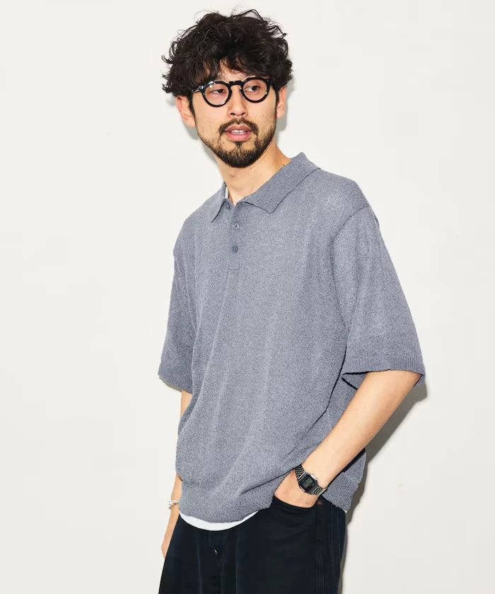 Dry Touch Boucle Yarn Knit Polo Shirt