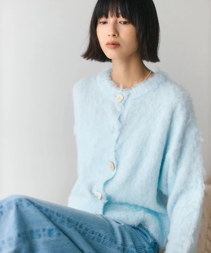 Variation Button Shaggy Knit Cardigan