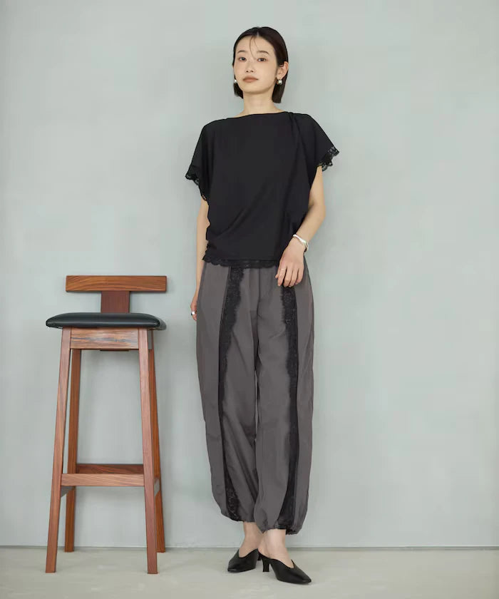 Handkerchief Sleeve Shirring Blouse