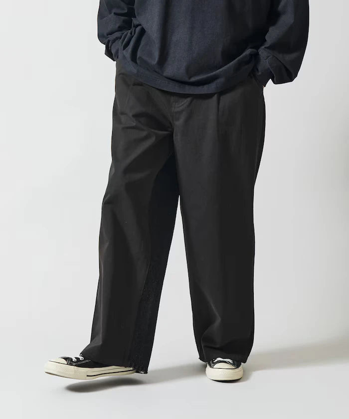 Chino Denim Docking Pants / Wide Straight Pants